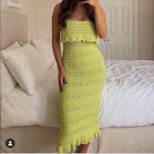 Green Zara crochet maxi dress